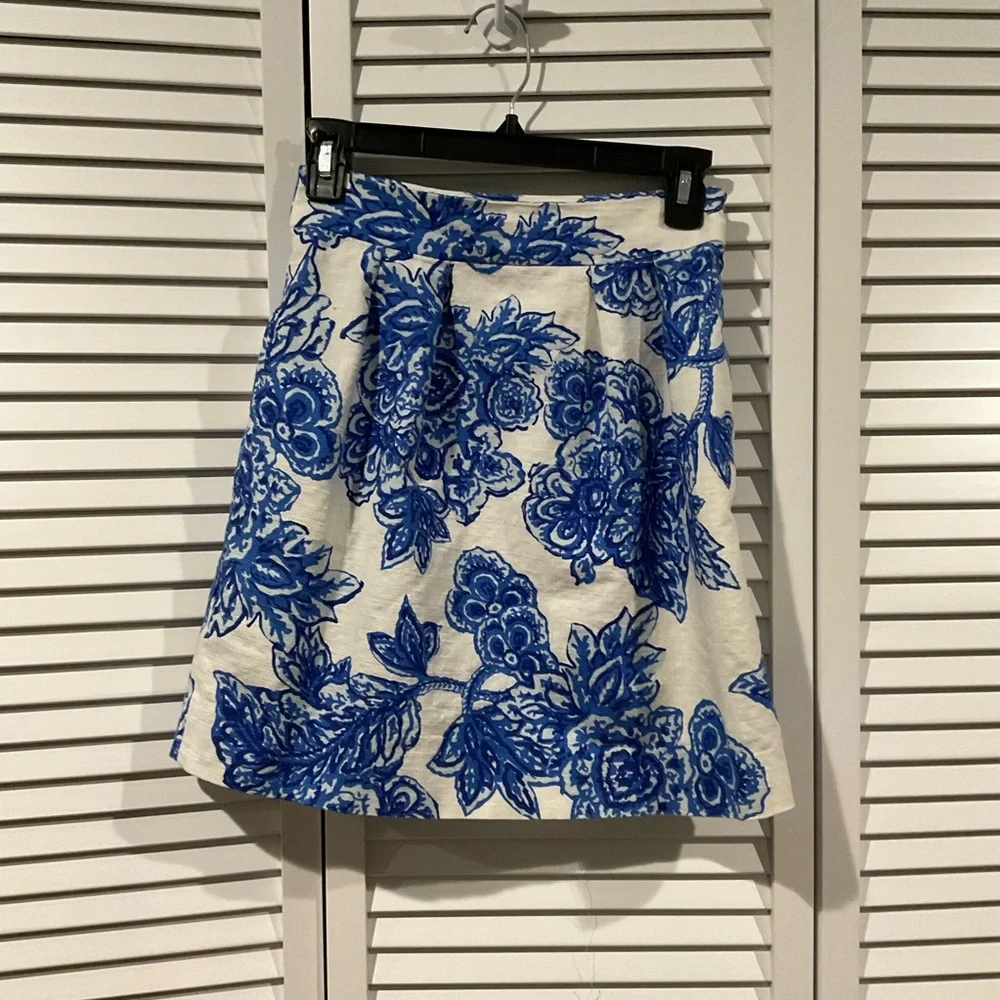 Shoshanna Blue and White A-Line Skirt - Picture 2 of 6